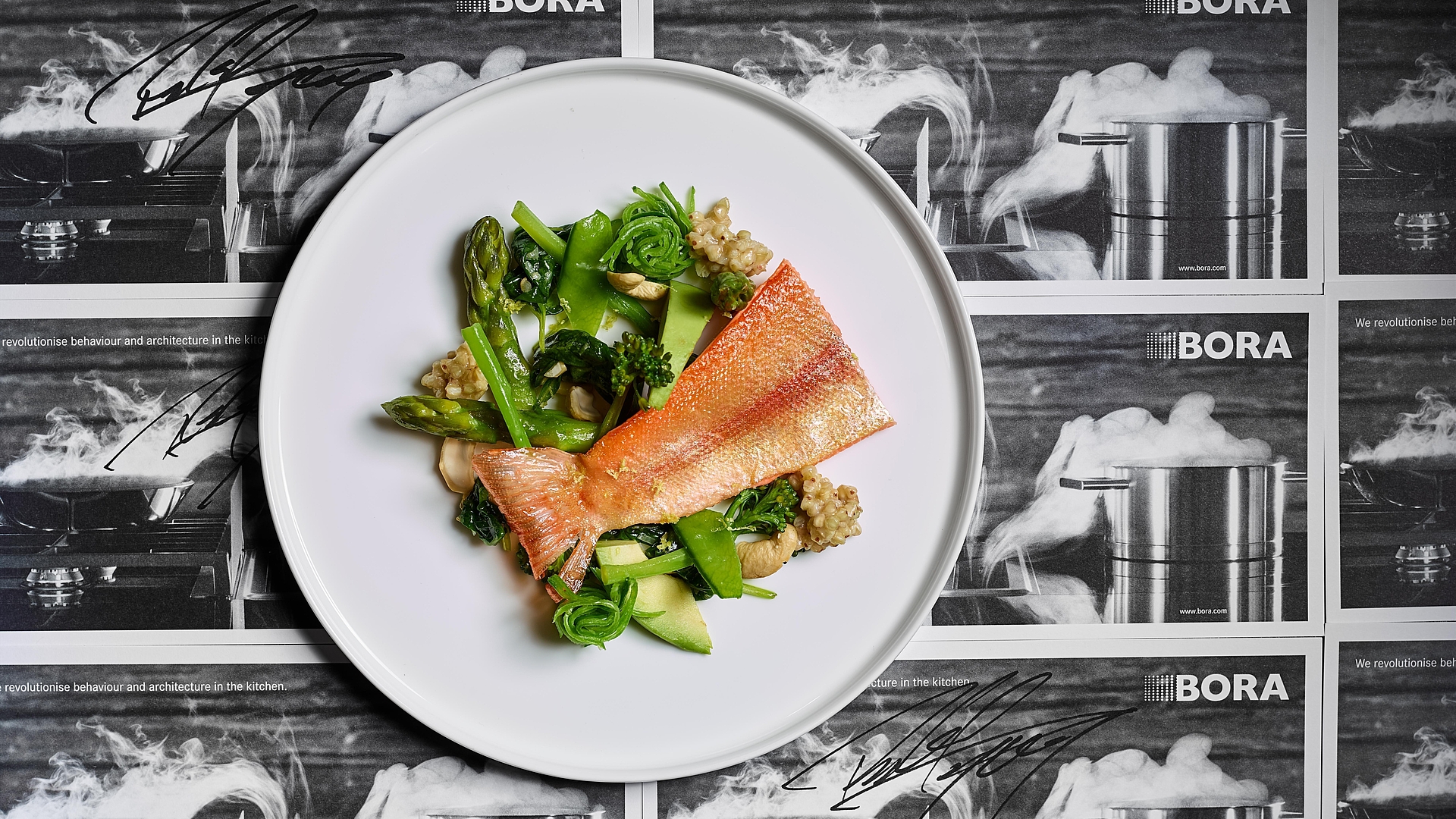 Five greens with buckwheat and golden trout
