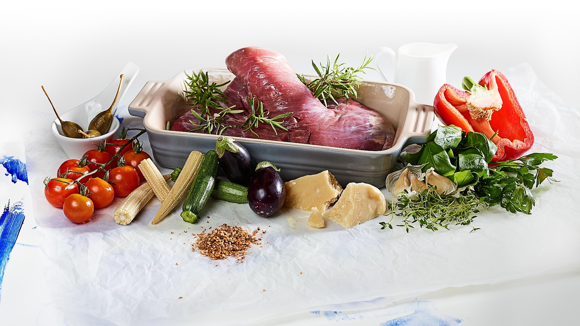 Gegrilltes Gemüse mit Flank Steak Zutaten