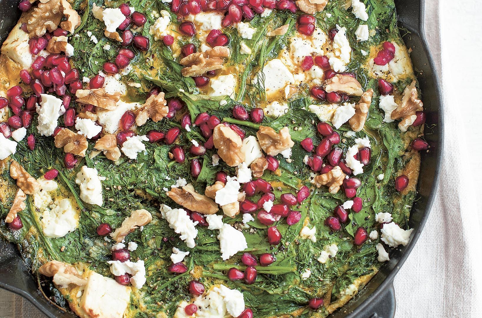 Herby spinach and feta frittata