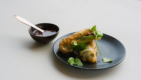 Rollitos orientales de verano con salmón