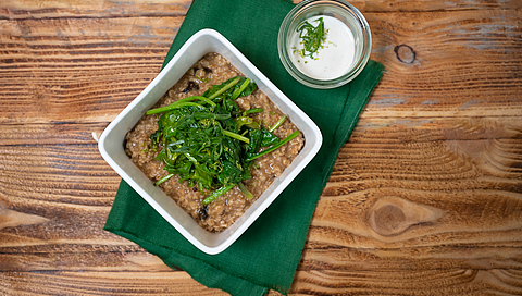 Porridge con cuori di spinaci