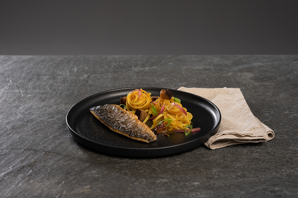 Fettuccine with aubergine and char | BORA | BORA