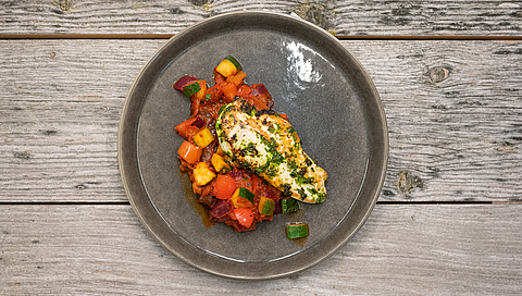 Ratatouille et poulet aux herbes