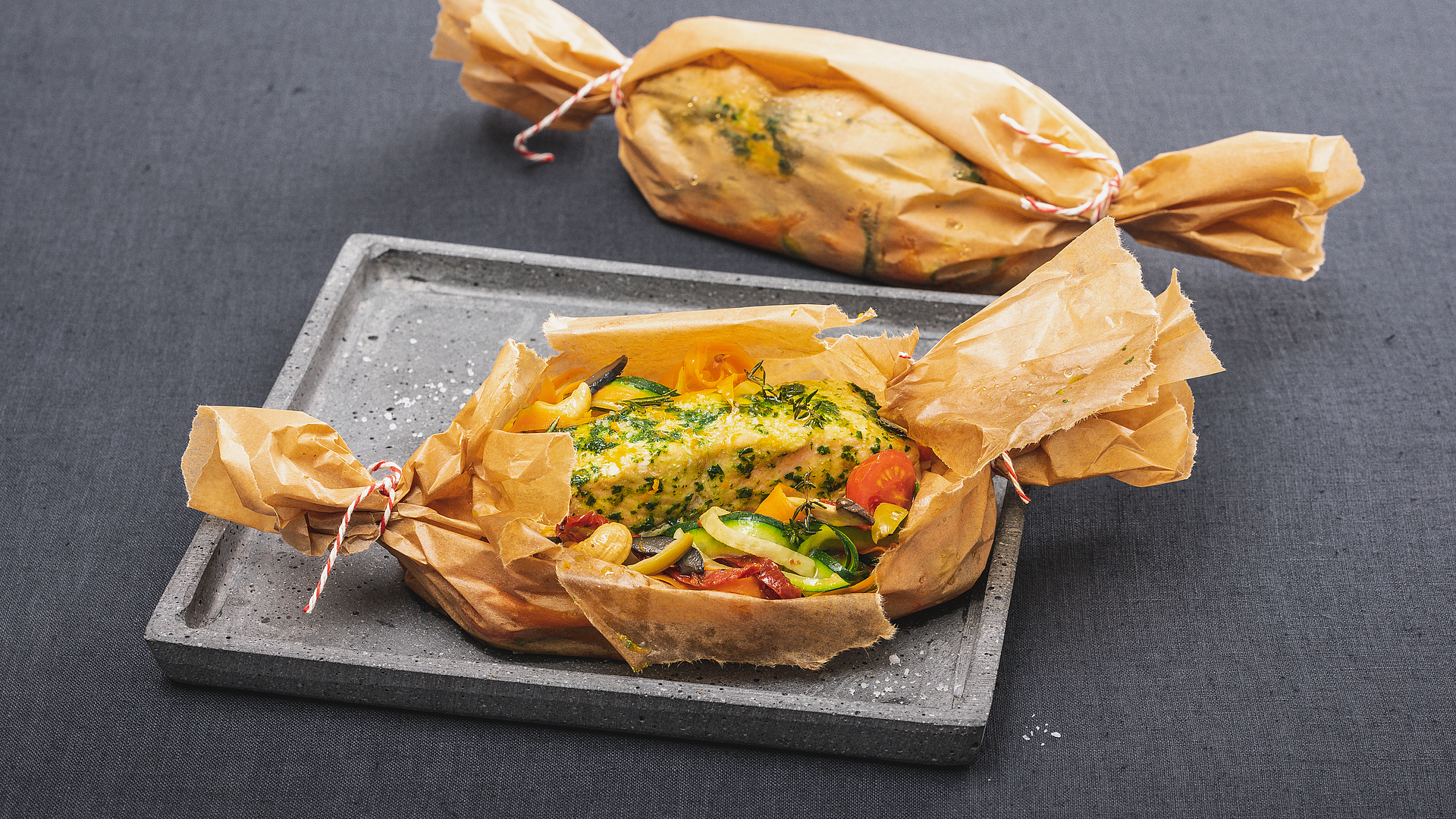 Papillote de abadejo con verduras 