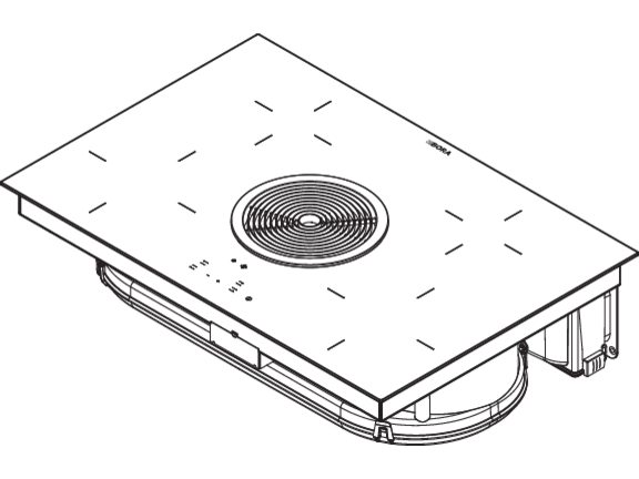 BORA Kochfeld mit integriertem Muldenlüfter, modernes Design für effiziente Dampfabzugslösung.